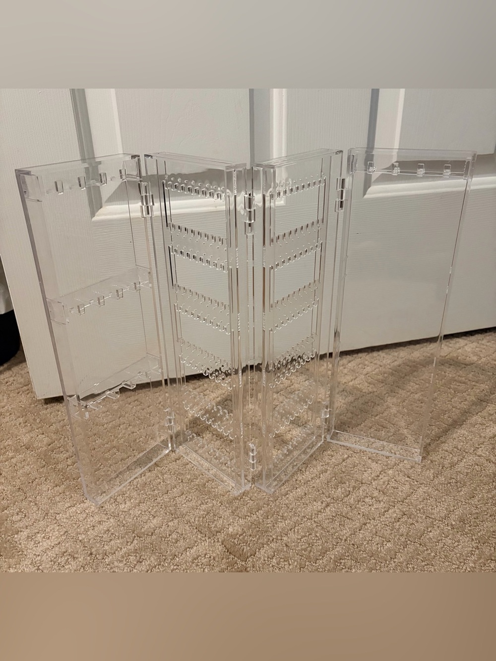 At Home Clear Acrylic Accordion Necklace & Earring Organizer Stand